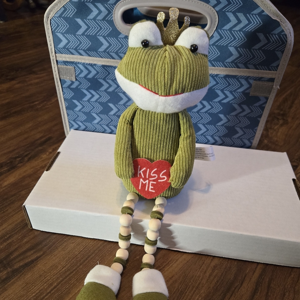 ADORABLE Green Frog Prince Plush with Heart Fairy Tale Inspired Decor - Picture 2 of 3
